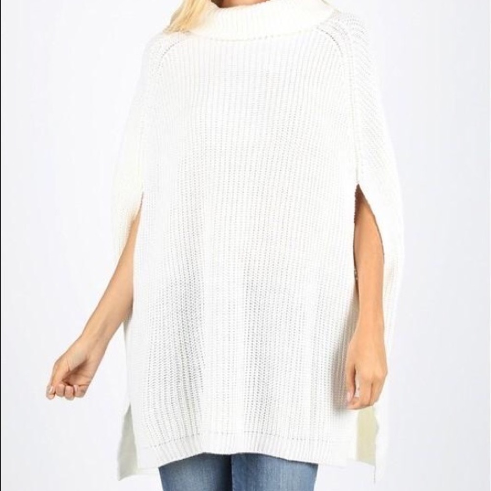 Turtleneck poncho sweater